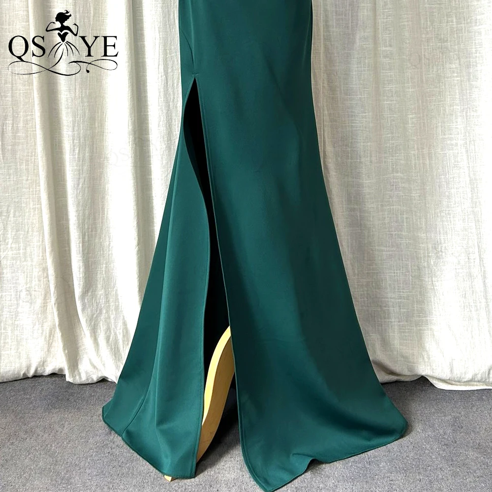 strapless open back dress One Shoulder Bow Tie Emerald Green Long Prom Dress – FancyVestido