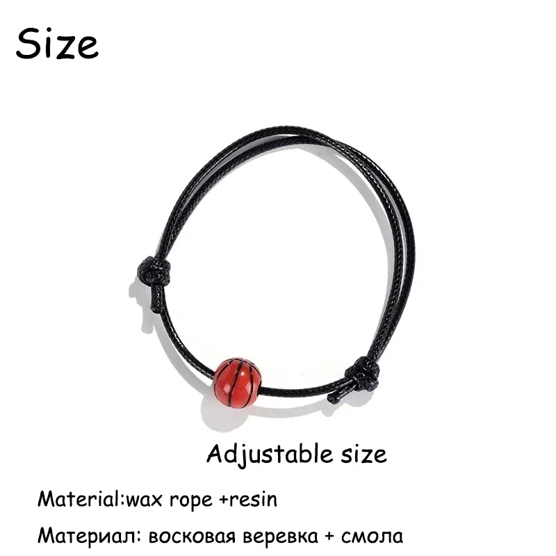 Sport Style Adjustable Inspirational Basketball Soccer Rugby Volleyball Braided Rope Bracelet Ball Charm Bracelets for Men Gifts