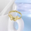 Amaxer for Women's Exquisite Hollow Butterfly Ring Gold Color Stainless Steel Fashion Ring Jewelry Party Friend Gift 2
