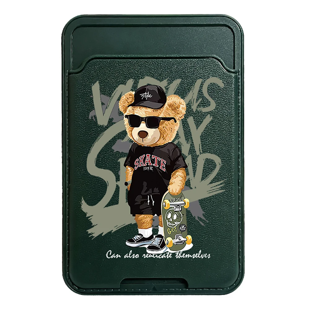 Skateboard Bear Phone Wallet Stick-On Credit Card Holder