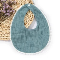 J15U Baby Bandana Drool Bibs with Ruffle Lace Trim Solid Color Infant Toddler Boys Girls Drooling Teething Saliva Towel Cotton