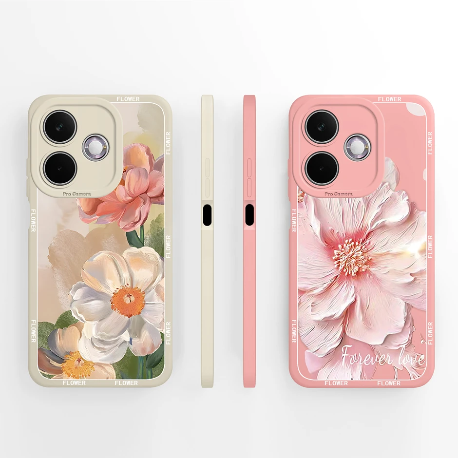 Artistic Oil Painting Flower Silicone Soft Protective Phone Case