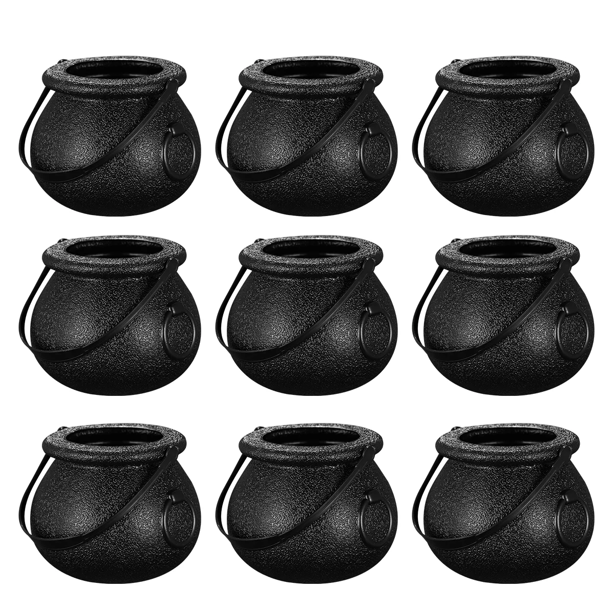 12pcs Candy Buckets Small Trick or Treat Candy Holder Pot Black Cauldron Candy Kettle, 6x55cm Leprechaun