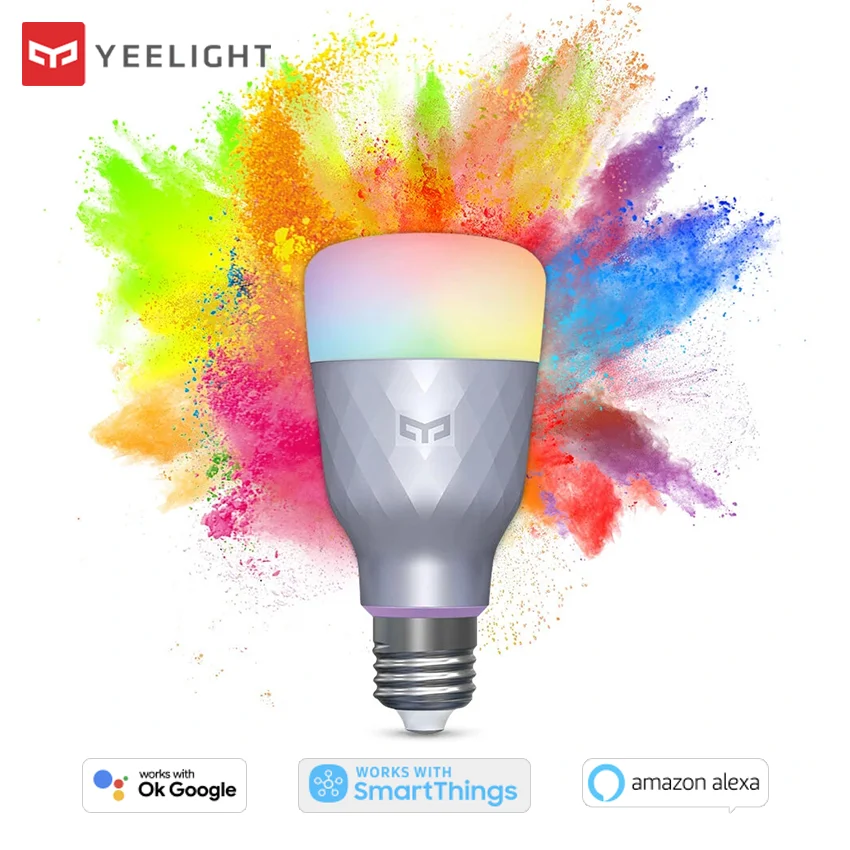 YEELIGHT-bombilla LED inteligente YLDP001 1SE E27, 6W, RGBW, Control por voz, funciona con Amazon Asistente de Google Alexa AC110-240V