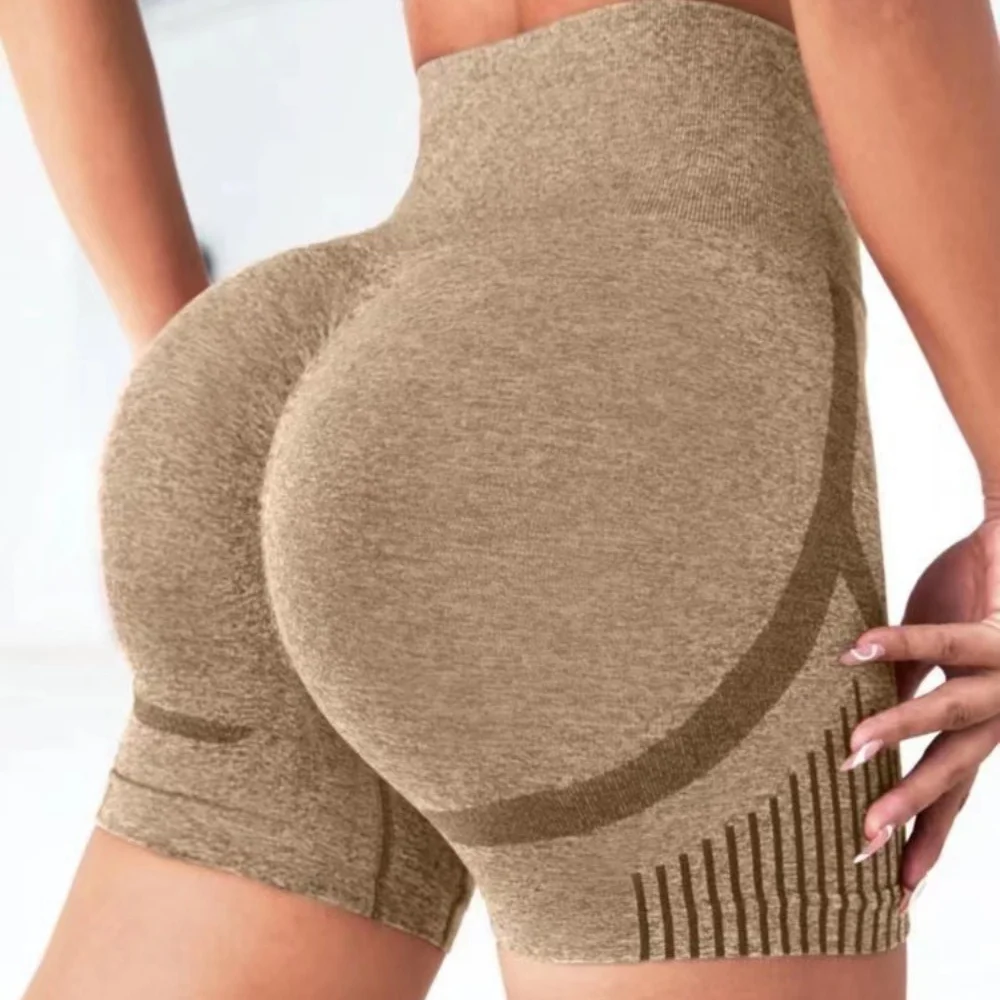Women Seamless Sports Yoga Shorts High-Waist  Workout Impact Gym Clothes Jogging  Push-Up Scrunch Butt Yoga Shorts holes 2