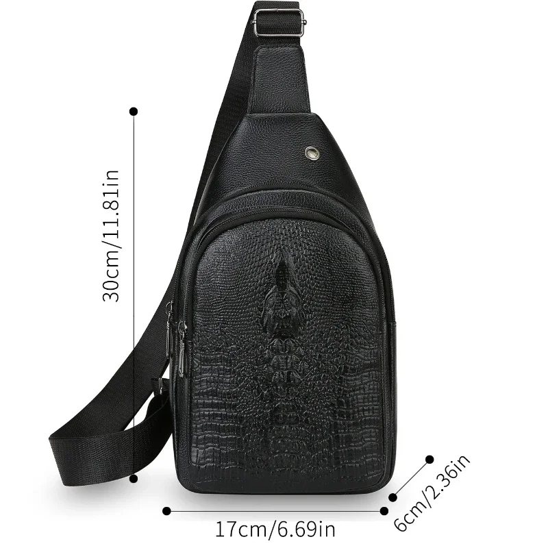 Business Casual Umhängetasche – Brusttasche aus weichem PU-Leder mit Handytasche für Profis mit weißem Kragen – Detail 1