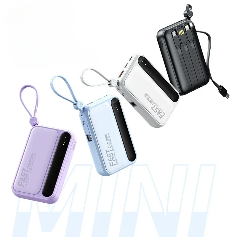 Mini 20000 MAh Large Capacity Mobile Power Bank with 4-wire Fast Charging Charger Portable External Battery for iPhone Xiaomi 3