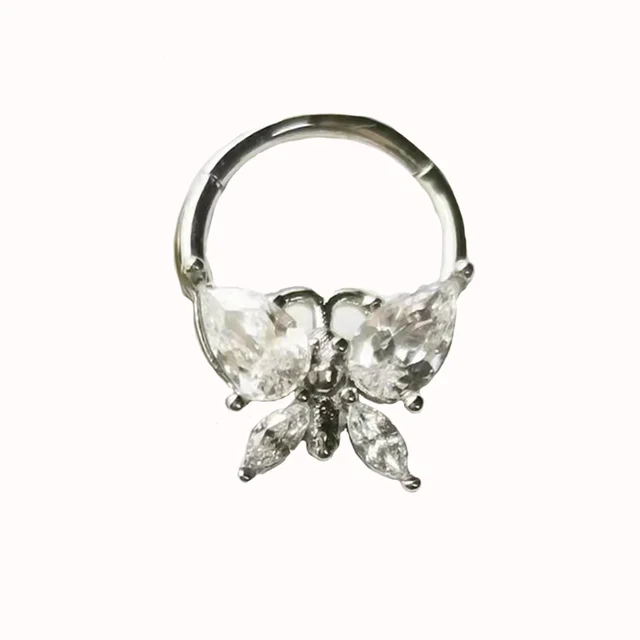 Butterfly Nose Piercing Ring Nase Septum Piercing Ring Titanium Steel Nariz Piercing Ear Cartilage Tragus Goth Piercing Nez Opal Style16