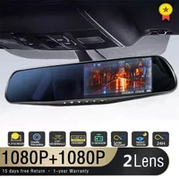 4.35Inch Driving Recorder Car DVR Rearview Mirror Dual Lens Car Recorder 1080P IPS Front and Rear Camera Registrar Black Box New