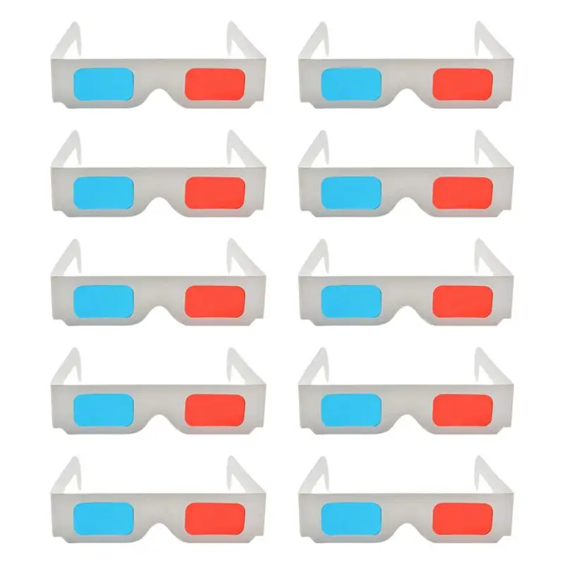 50pcs Universal Paper Anaglyph 3D Glasses Paper 3D Glasses View Anaglyph Red/Blue 3D Glass For Movie Video Card