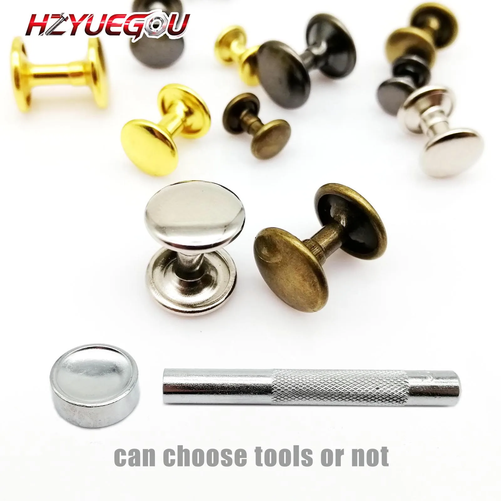50-Pack High-Quality Metal Double Cap Round Rivets with Tool - Ideal for Leatherwork and Crafting