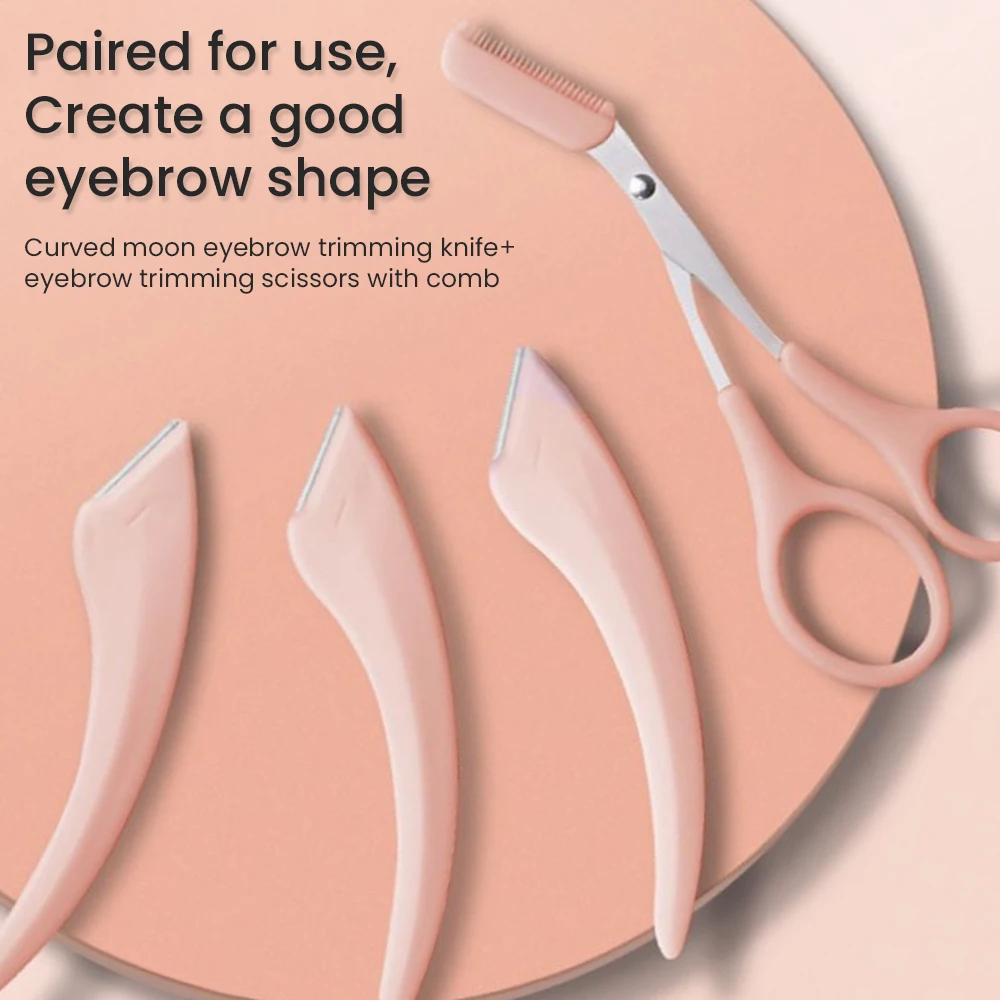 Eyebrow Trimming Knife Razor For Women Professional Scissors With Comb Brow Trimmer Scraper