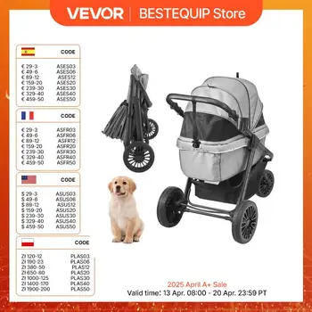 VEVOR Pet Stroller Carrier Dog Cat Strollers Lightweight Travel Rotate with Brakes Pet Pad Cup Holder for Puppy Dog Accessories 1
