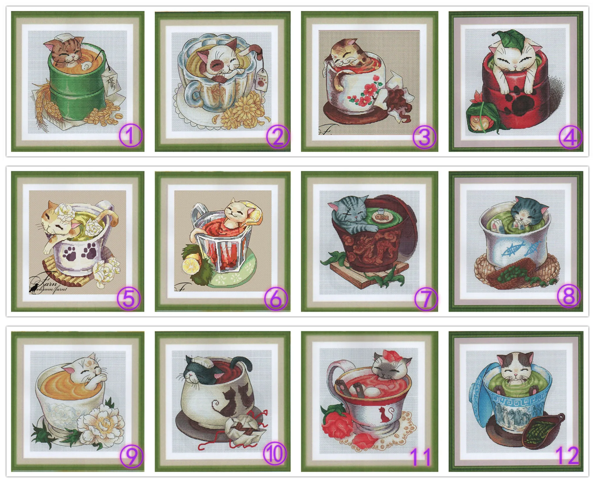 Chinesische Kreuz stich sets, Stickerei-Handarbeiten-Sets, Tee tasse, Katzen muster, Kreuz stich, DIY, 16CT, 14CT, 18CT