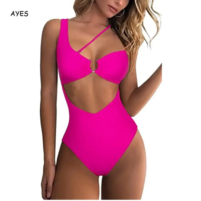 New One Piece Swimsuit Hollow Sexy Suspenders Swimwear Leaf Print High Waist Bikini Swimsuit 2022 Summer maillot de bain femme