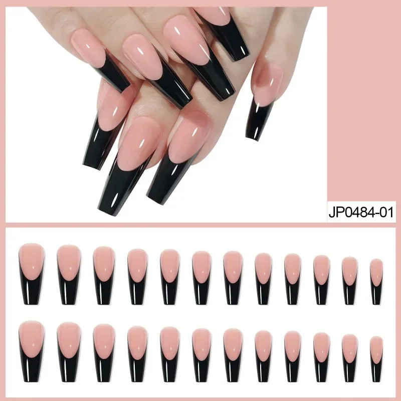 

Черные Французские длинные балетки для ногтей, съемные ногти, оптовая продажа