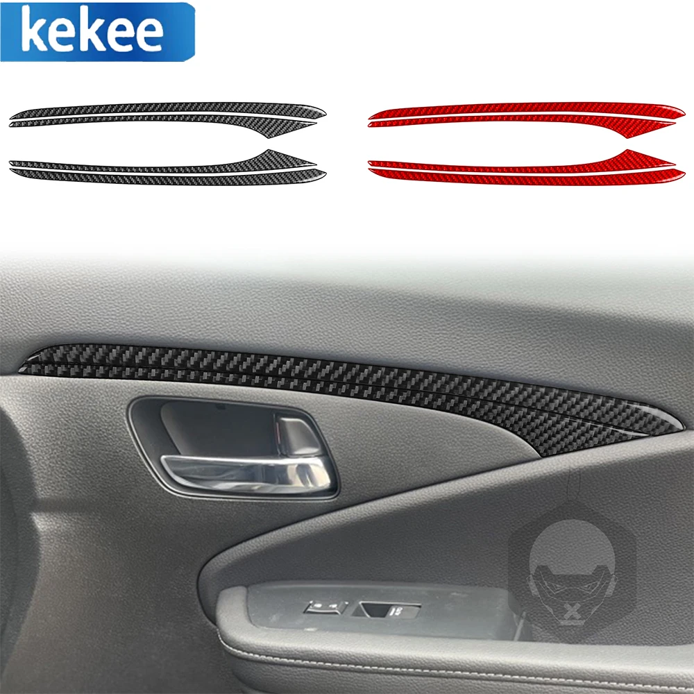 

For Honda Passport Pilot 2016-2023 Carbon Fiber Decorative Sticker Auto Inner Front Door Trim Strip Car Interior Accessories