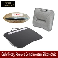 MUMUCC Small Laptop Desk With Cushion, Simple and Portable,Black and Orange,Polystyrene Waist Pillow Table With 30CM ABS Slot 1