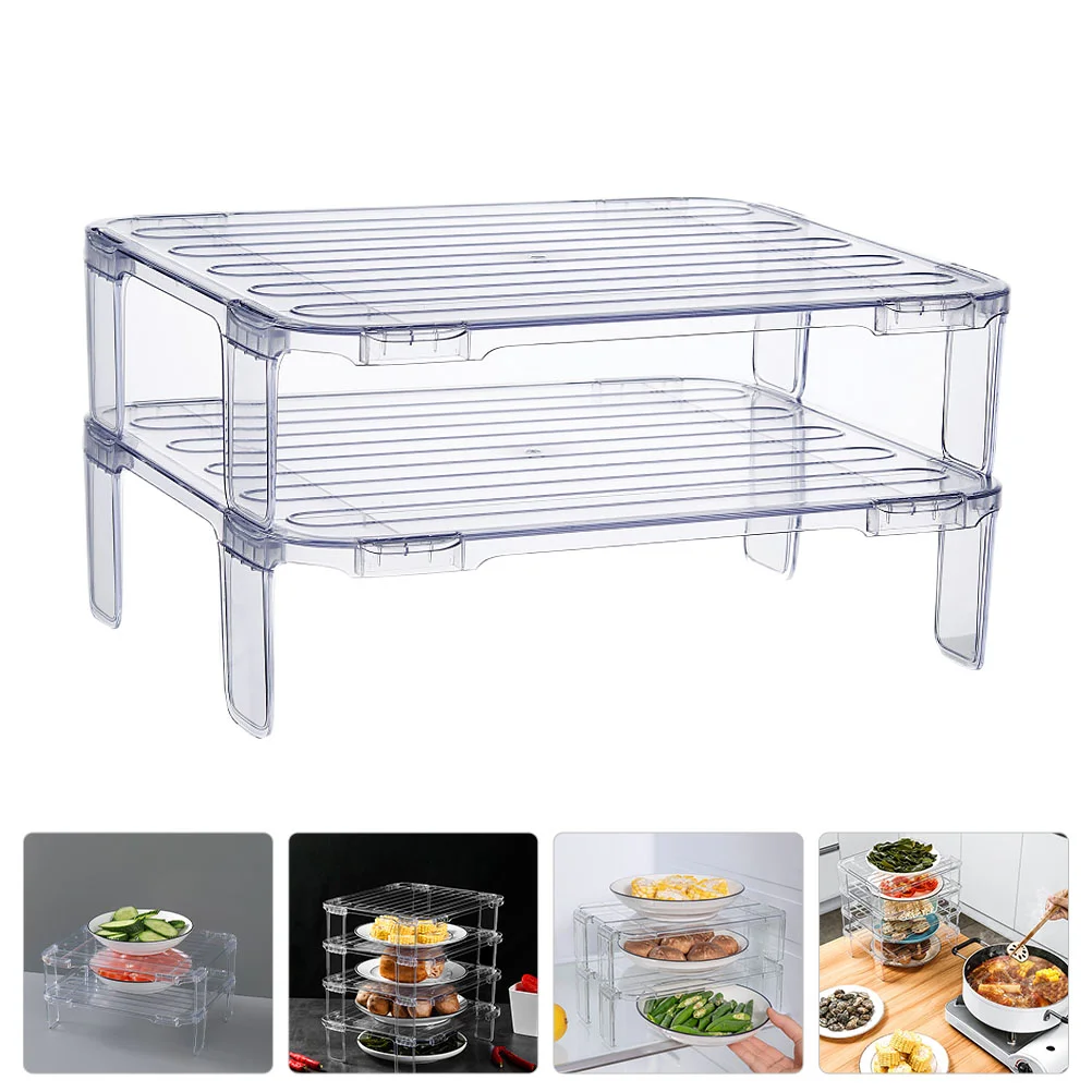 

Storage Shelf Fridge Organizer Rack Racks Clear Container Stackable Refrigerator Cabinet Freezer Plates Clear