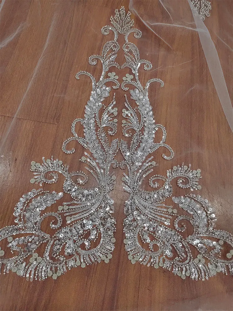 High Quality French Sequin Beads Mesh Luxury Lace Fabric for Wedding Dress Women's Evening Dress Accessories