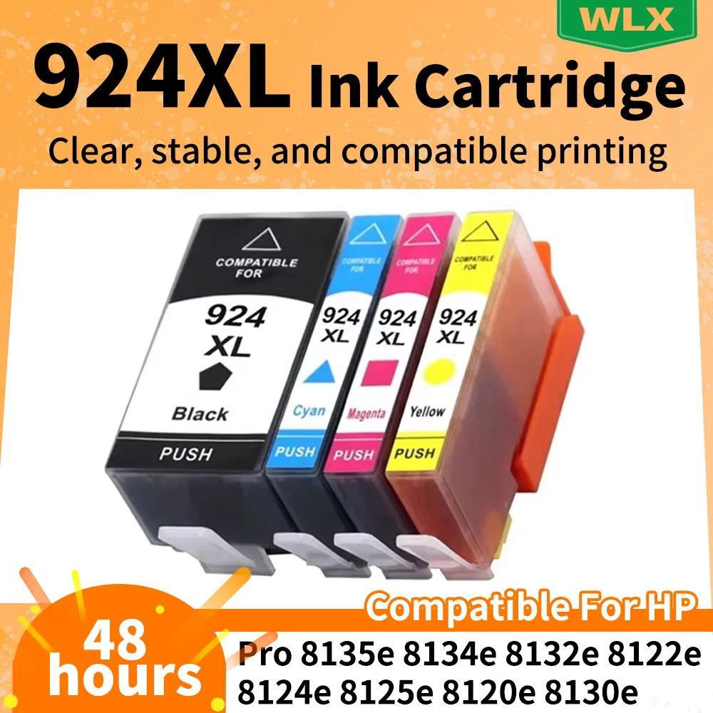 4 stuks 924XL cartridges met chip, compatibel met HP 924 EvoMore 924E