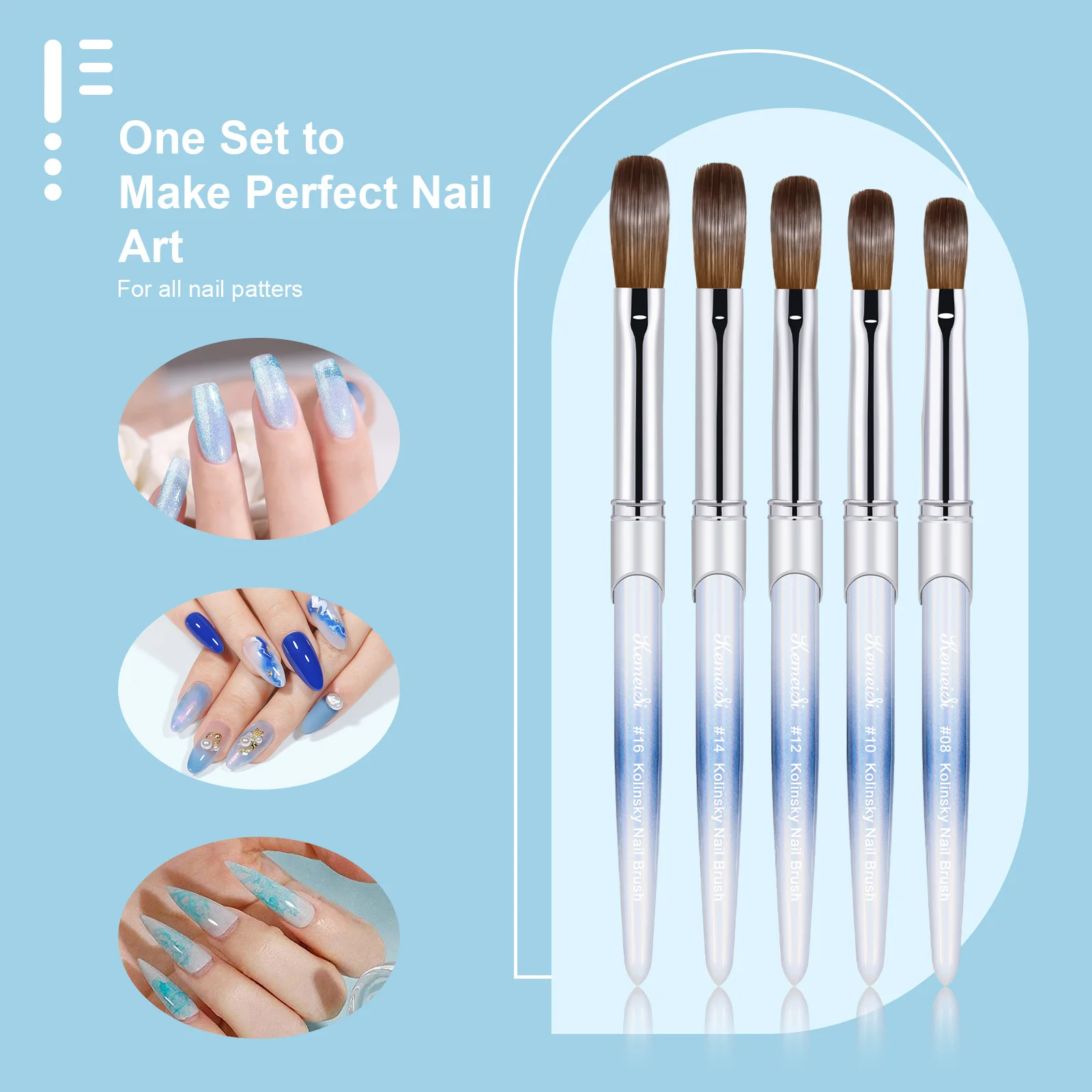 1pcs Kolinsky Acrylic Nail Brush Good Quality Nail Art Mink Brush Wood Handle Gel Builder Manicure Brush Drawing Tools 6