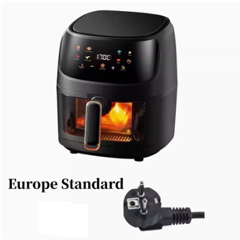 New 8L Stainless Steel Large-Capacity Air Fryer Household Visual Electric Oven Oil-Free Multifunctional Home Black White Green 2