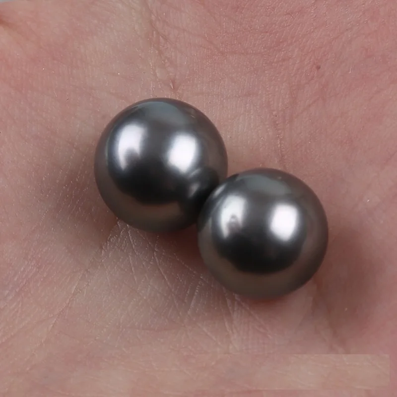 

Elegant Pair Of 8-9mm Natural Sea Genuine Black Round Good Luste Loose Pearl Gemstone Jewelry احجار كريمة