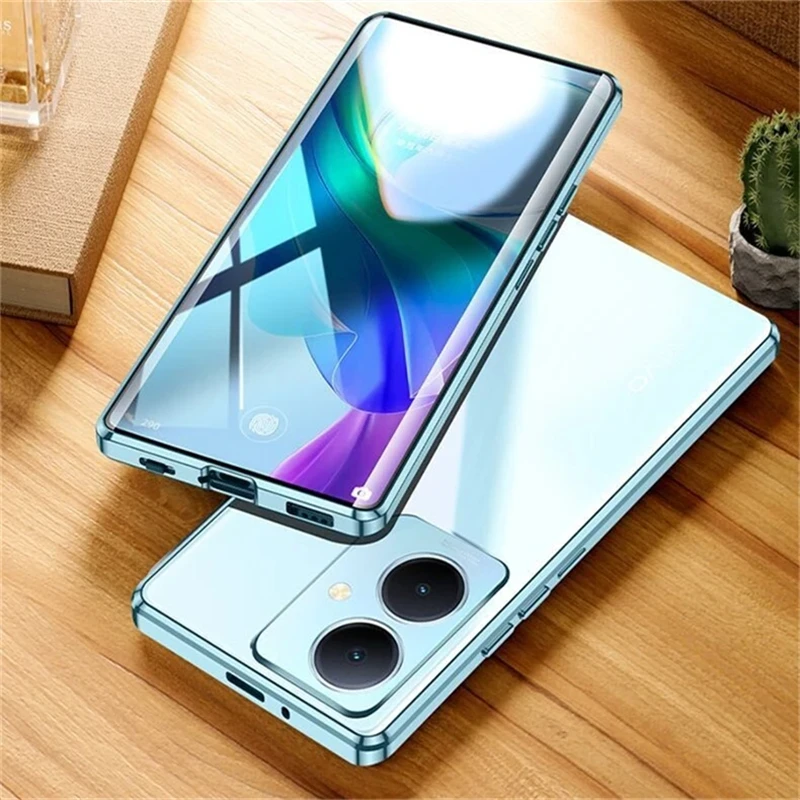 360° Full Protection Magnetic Phone Case with Tempered Glass – Double-Sided Metal Shield