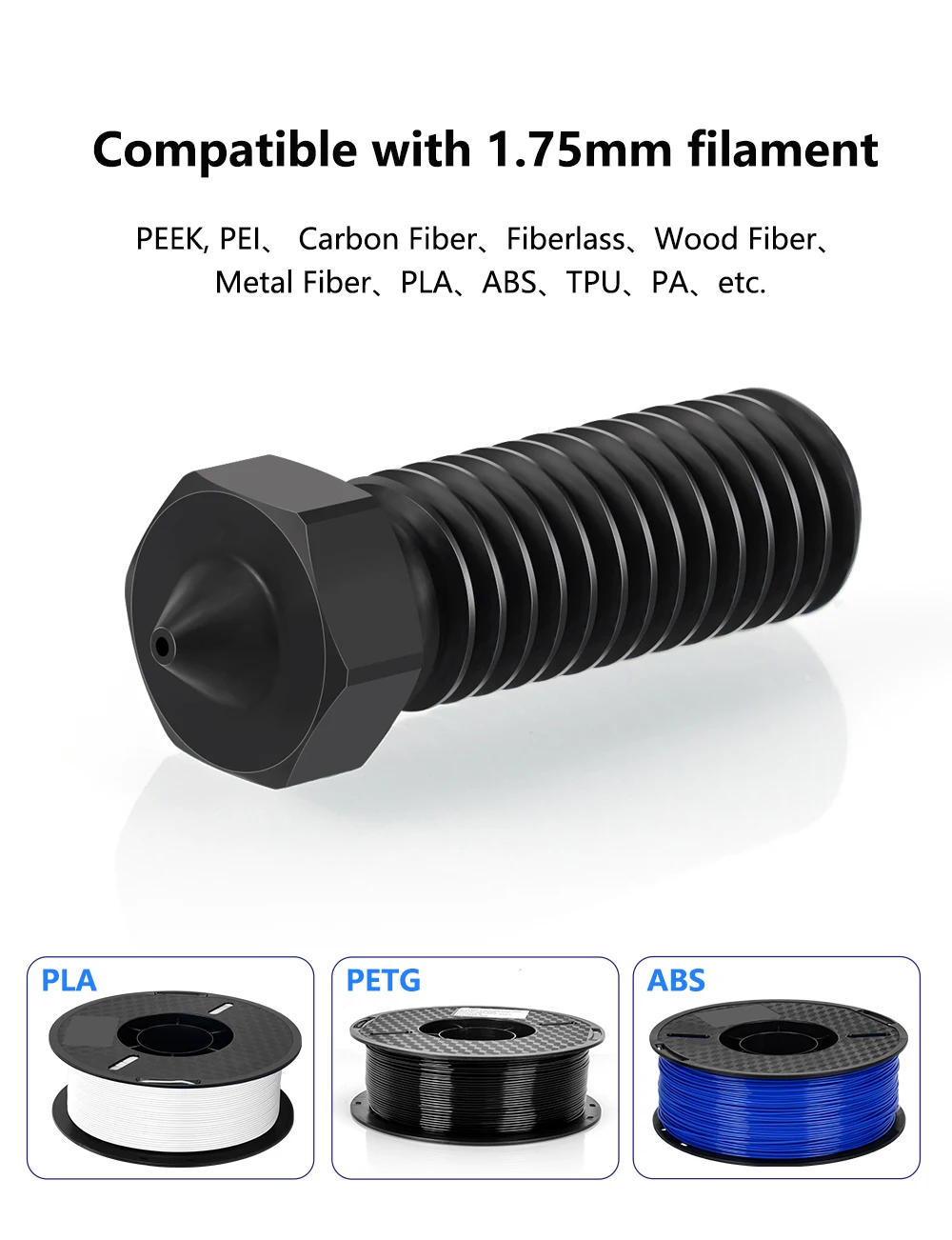Hardened Steel CHT Volcano Nozzle 500ยฐC High Flow High Quliaty Nozzle For Volcano Hotend Sidewinder X1 X2 Genius / Genius Pro