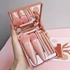 5Pcs Portable Makeup Brush Set With Mirror -  Foldable Travel Kit ，Mini Makeup Brush Set Travel Makeup Brush Set 1