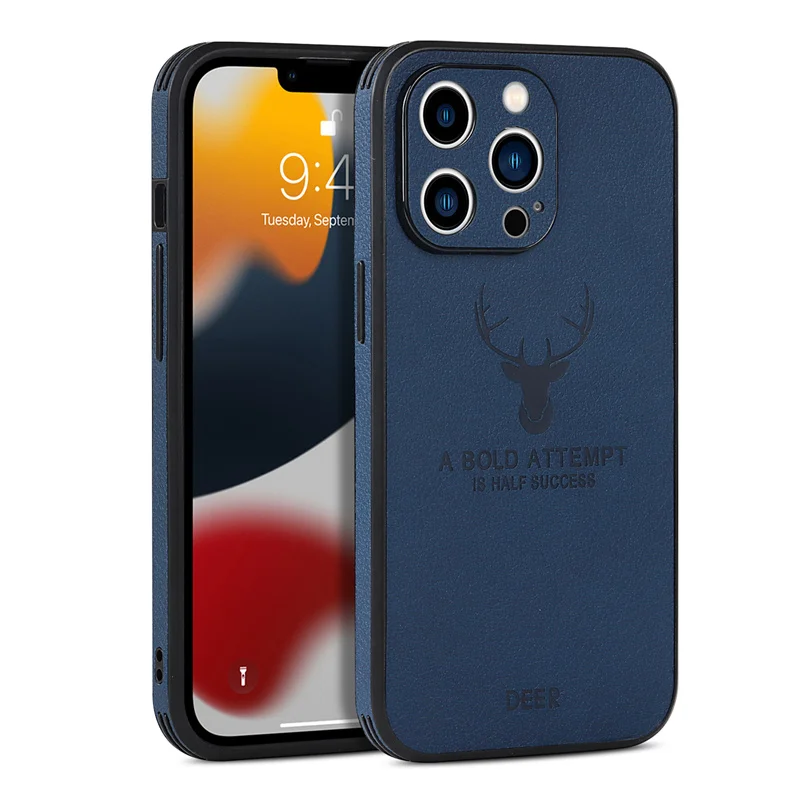 Luxury Deer Leather Texture Silicone Business Soft Shockproof Phone Case