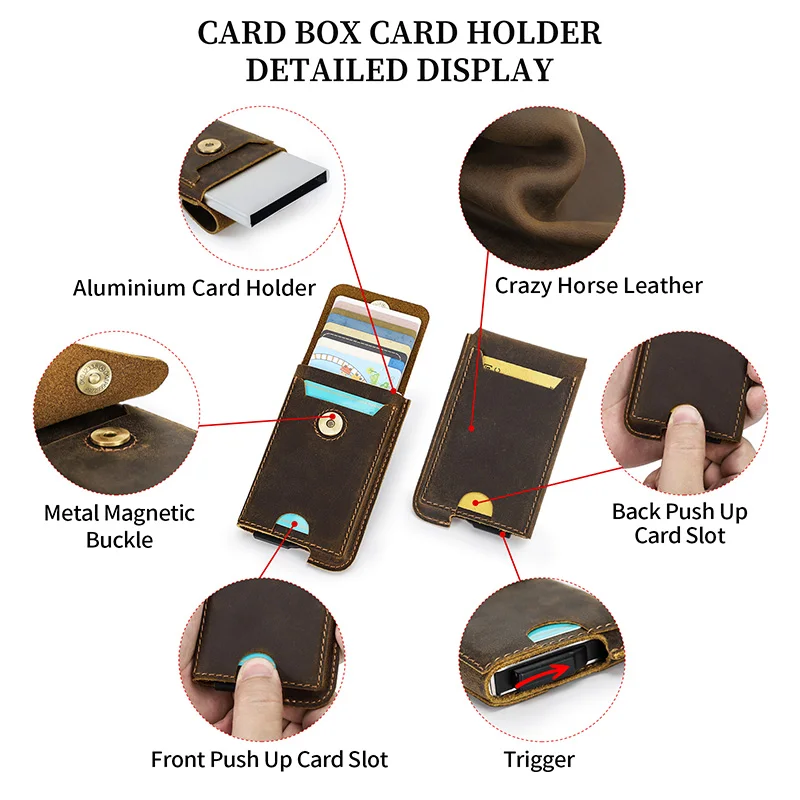 CONTACT'S pánské dívat se na karta držák náprsní taška RFID originální kůže petlice karta pouzdro muž ležérní výtvarník mini karet aluminium skříňka taška