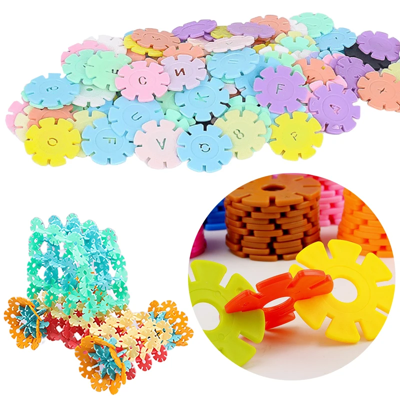 60/100/200PCS 모듬 색상 눈송이 블록 2 스타일 사용 가능 부모 키즈 게임 유치원 색상 인식 액세서리 ZYF