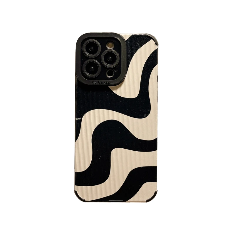 Fashion Zebra Stripe Black White Phone Case For iPhone 14 11 12 13 15 Pro Max 14 15 7 8 Plus X XS Max XR Shockproof Soft Cover 9
