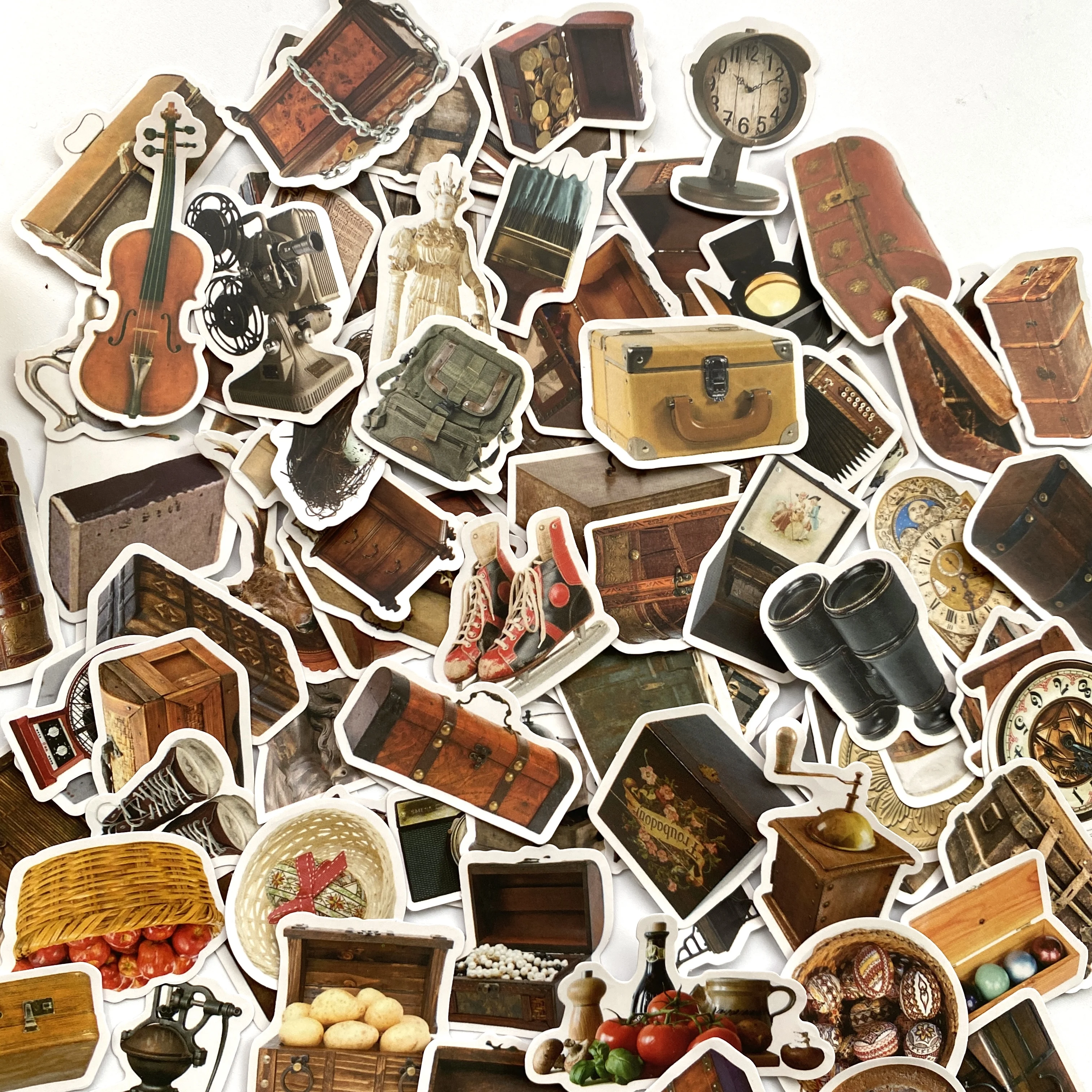 Diy Scrapbooking Accessories 99PCS Vintage Living Objects Luggage Stickers DIY Scrapbooking Journal Collage Phone Diary Album Happy Plan Gift Seal Decoration