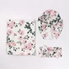 New Baby Vintage Print Child 3 Pcs Suit Newborn Anti Shock Swaddle Wrap Turban Hats Donut Hat Headband Blanket Set Four Seasons 5