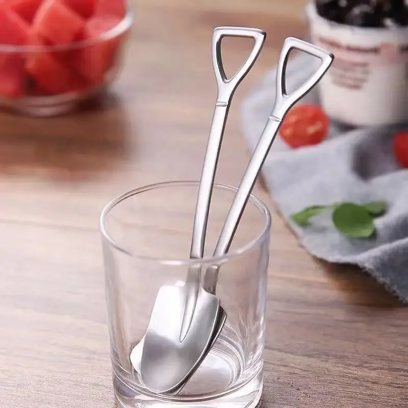 Tea Spoons 4Pcs/set Shovel Spoons Stainless Steel TeaSpoons Creative Coffee Spoon For Ice Cream Dessert Tableware Scoop Cutlery Set