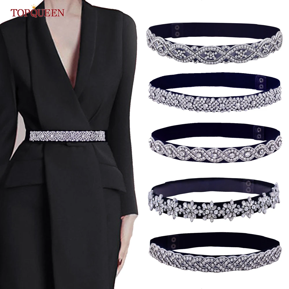 TOPQUEEN  Fashion Ladies Decorative Elastic Belt Buckle Dress Sweater Belt for Women Dress Waist Decoration S353-D