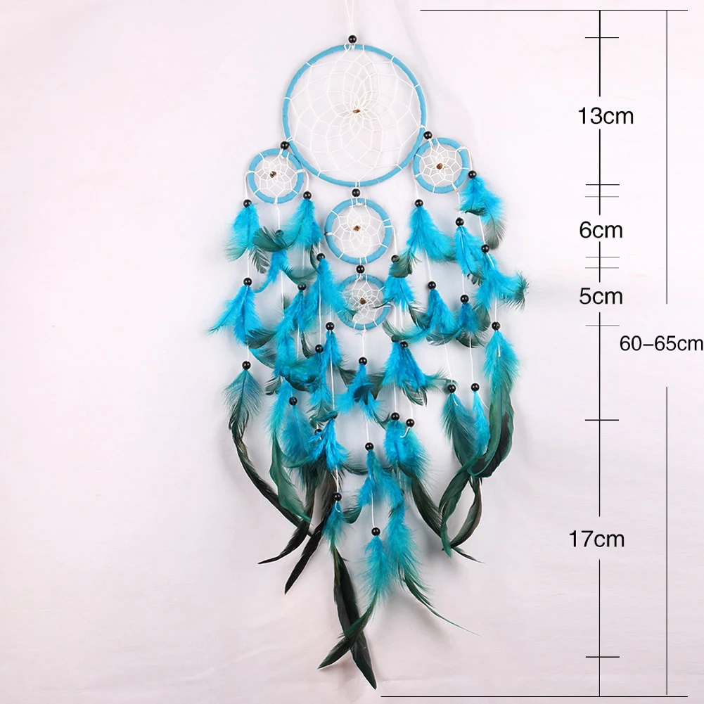 Blue Dream Catcher Pendant Hand-woven Car Decor Pendant Art Crafts Romantic Creative Handmade Black Beads for Girlfriend Gift 4