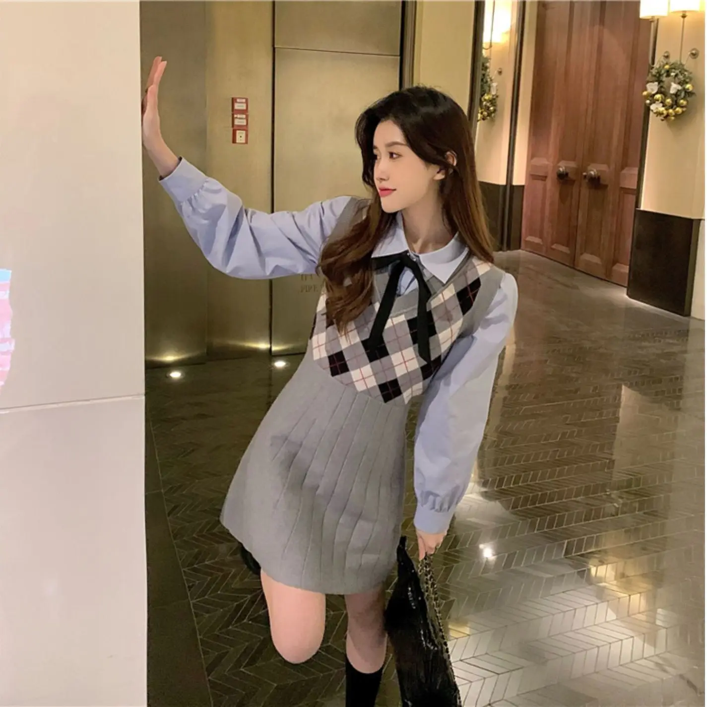 

Короткие плиссированные вязаные женские платья клетчатое крючком облегающее Женское Платье синее экстремальное мини корейская мода ретро одежда Распродажа Y2k