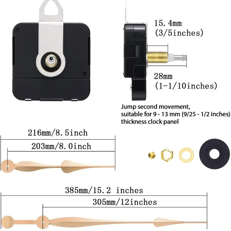 Quartz Silent Wall Clock Movement Large Torque DIY Clock Mechanism Metal Needle Movement Parts Bedroom House Decoration wall clock clock repair parts