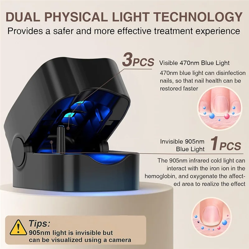 Dispositivo per il trattamento dei funghi delle unghie 905Nm a infrarossi e 470Nm LED blu con luce laser-terapia per onicomicosi - immagine 6