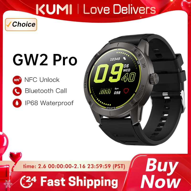 Kumi Gw2 Pro Men Smart Watch Bluetooth Call Sport Fitness Cardiofrequenzimetro Monitoraggio Della Pressione Sanguigna Ip67 Impermeabile Smartwatch Da 