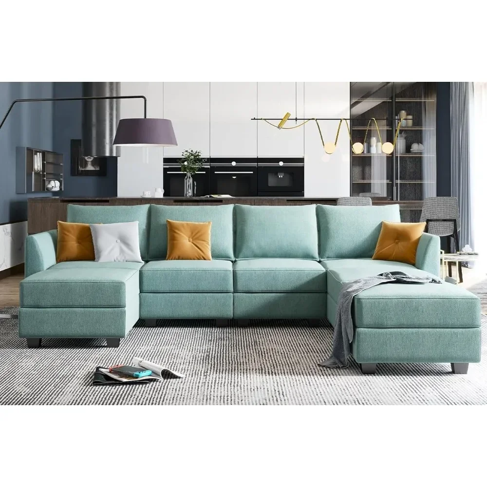 

U-shaped Sofa, Convertible Sofa with Reversible Chaise Longue, Living Room Sofa 6-piece Modular Sofa