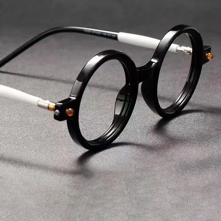 Stylish Round Black & White Vintage Anti-Blue Light Reading Glasses
