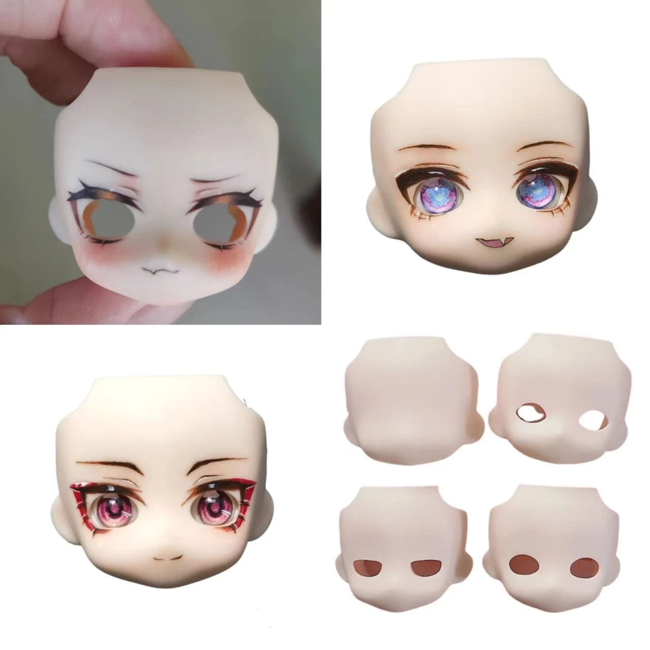 Ob11 Ob22 Blank Face GSC Handmade Faceplates Open Eyes White Magic Change Clay Face Replacement DIY Doll Accessories