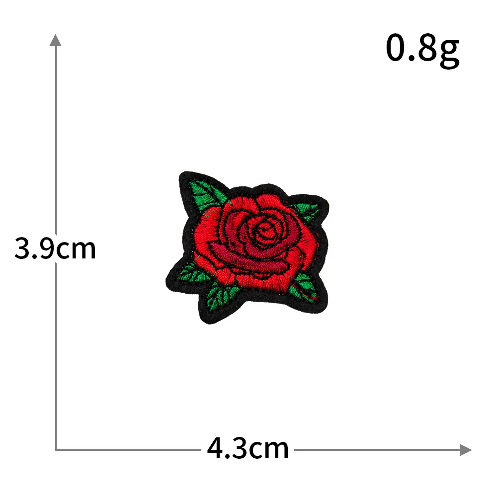 Red Rose Embroidery Patch - Decorative DIY Cloth Accent for Fashion & Accessories