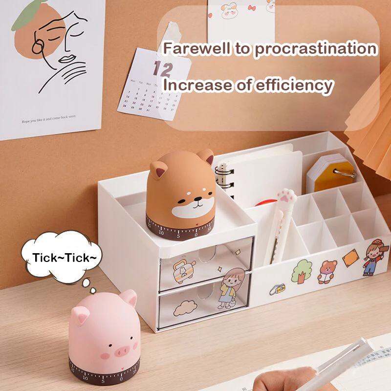 1pc Abs Cartoon Rabbit & Carrot Shaped Kitchen Timer, Mechanical Magnetic  Timer For Student Study Management, Refrigerator Countdown Timer