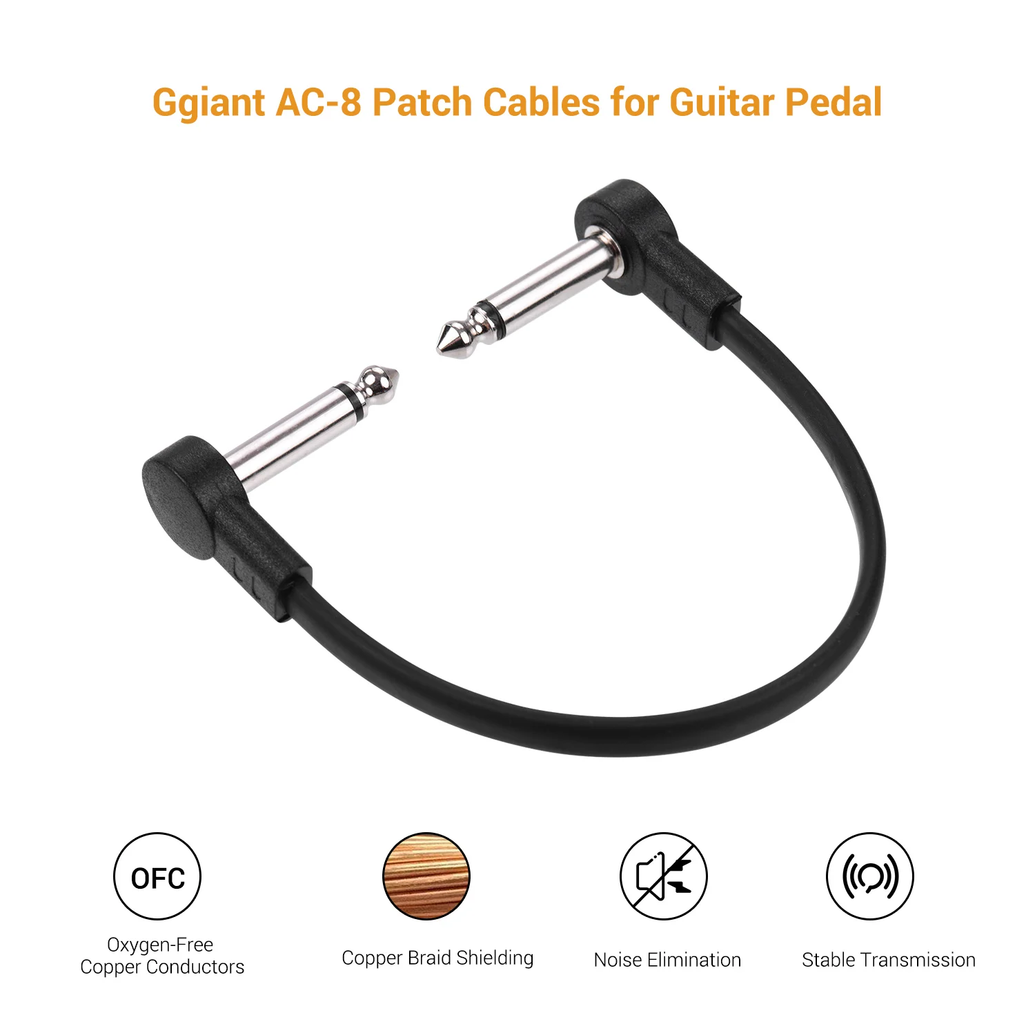 Musical Instruments Accessories Guitar Parts Ggiant AC-8 Guitar Effect Pedal Flat Patch Cables 6 Inch 4 Packs